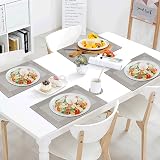 Homcomodar Silver Table Mats and Coasters Set of 6 Grey PVC view 8