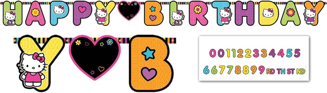 amazoncom hello kitty neon tween jumbo letter birthday banner 1ct