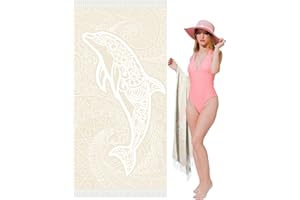 VIKUMOND Oversized Turkish Beach Towel Blanket XXL Cotton Sandproof Towels Boho Woven Extra Large Big Sand Free Giant Throw Thick Blankets Huge Quilt XL Picnic Camping Necessities Cloud For Adult Gifts