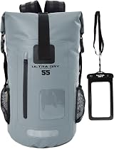 Ultra Dry Adventurer Premium 55L Waterproof Dry Bag Backpack Grey