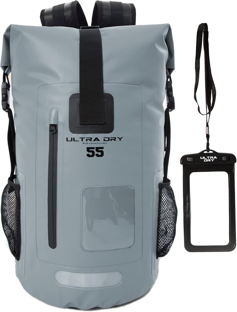 Ultra Dry Adventurer Premium 55L Waterproof Dry Bag Backpack Grey