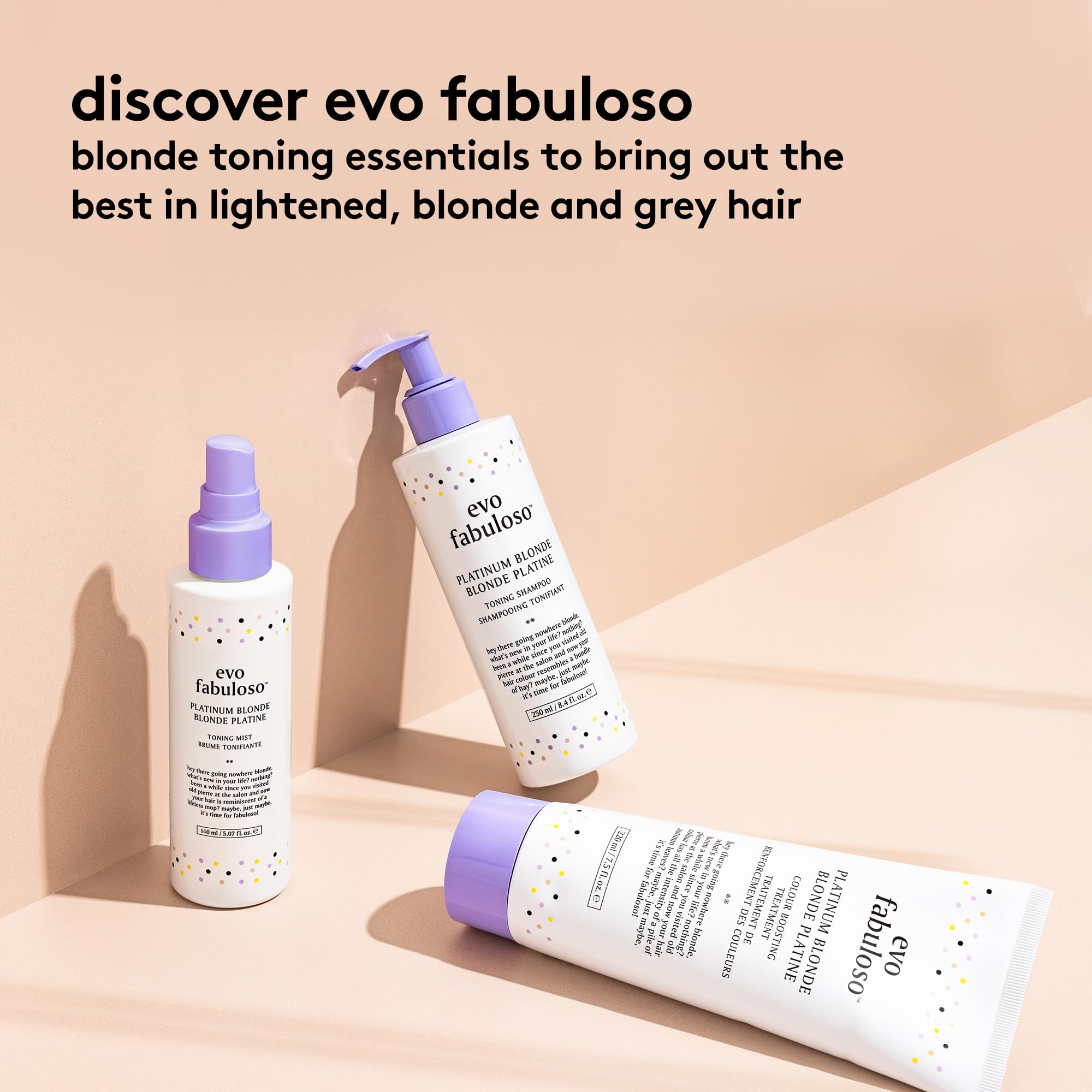EVO Fabuloso - Platinum Blonde Toning Shampoo - Refreshes and revives colored hair - Purple Shampoo to Extended Life of Color - Treated Blonde Hair