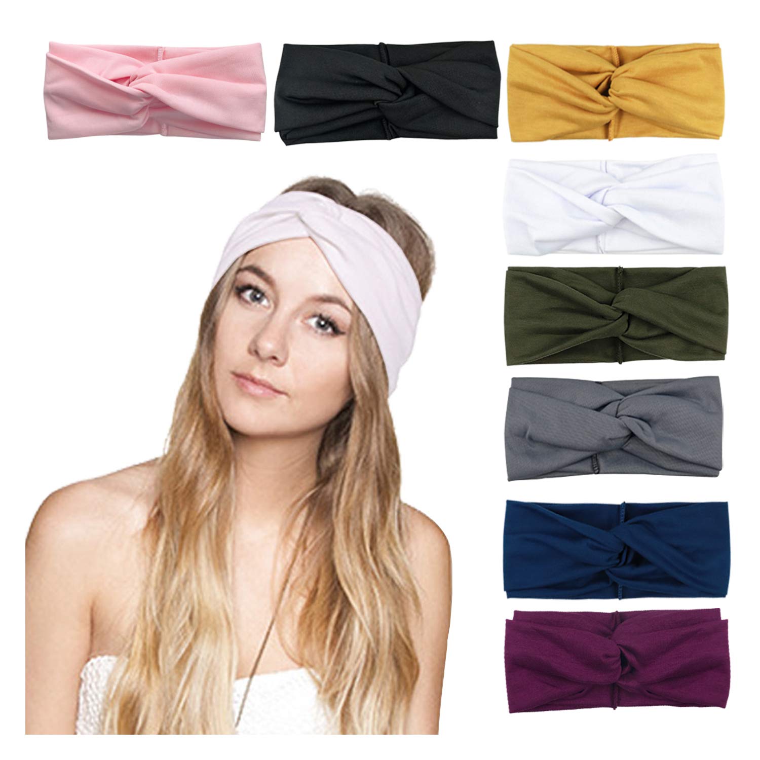 DRESHOW 8 Pack Women's Headbands Headwraps Hair Bands Bows Hair Accessories: Beauty