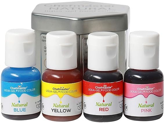 Amazon Com Chefmaster Natural Liqua Gel Food Coloring Kit Natural Gel Food Coloring 4 Count Pack Plant Based Ingredients Naturally Vibrant Colors Blends Easily Grocery Gourmet Food