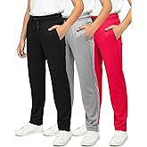 Real Essentials 3 Pack: Boys' Mesh Open Bottom Active Sweatpants with Pockets & Drawstring
