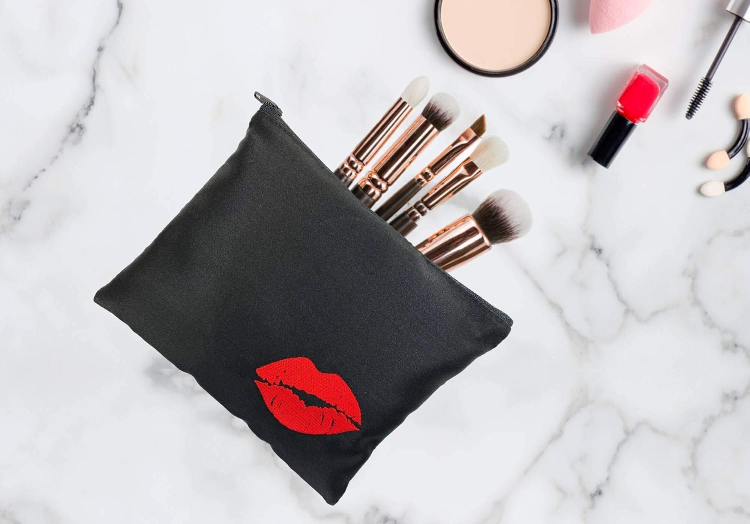 Lips Makeup Cosmetic Travel Pouches Toiletry Bag Cases with Zipper for