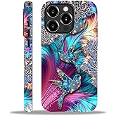 AshaPro for iPhone 15 Pro Max Case with 2-in-1 Glossy All Inclusive Anti Fall Doublelayer Protection Soft TPU+PC Back Pattern Case Compatible with iPhone 15 Pro Max 6.7inch for Women Diamond Bird