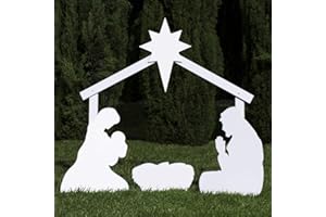Outdoor Nativity Store Holy Family Nativity Scene - 3 Weatherproof Nativity Set Figures for Outdoor Christmas Decoration - Easy to Assemble & Store - Standard, White