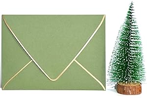 A7 sage green Envelopes 5 x 7 With Gold Border,- 25 Pack,For 5x7 Cards| Quick Self Seal| for Weddings, Invitations, Photos, G