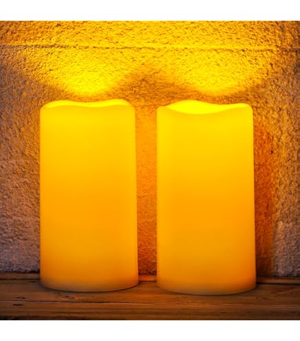 Eldnacele 2-Pack Solar Flameless Candles – 4"x8" & 4"x10" IP65 Waterproof LED Pillar Lights, Dusk-to-Dawn, For Lanterns, Garden, Wedding Decor