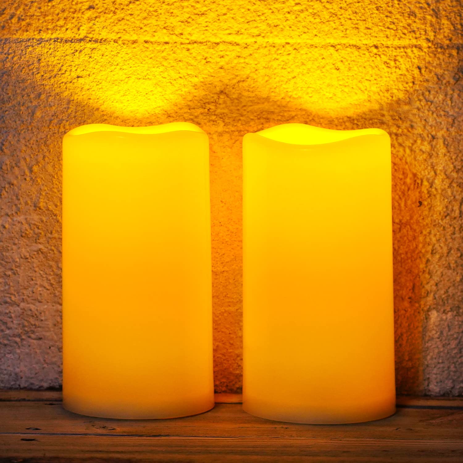 Photo 1 of Homemory 4"x8" Large Solar Candles Outdoor Waterproof, Dusk to Dawn, Solar Powered Flameless Candles for Outdoor, Lanterns, Set of 2
