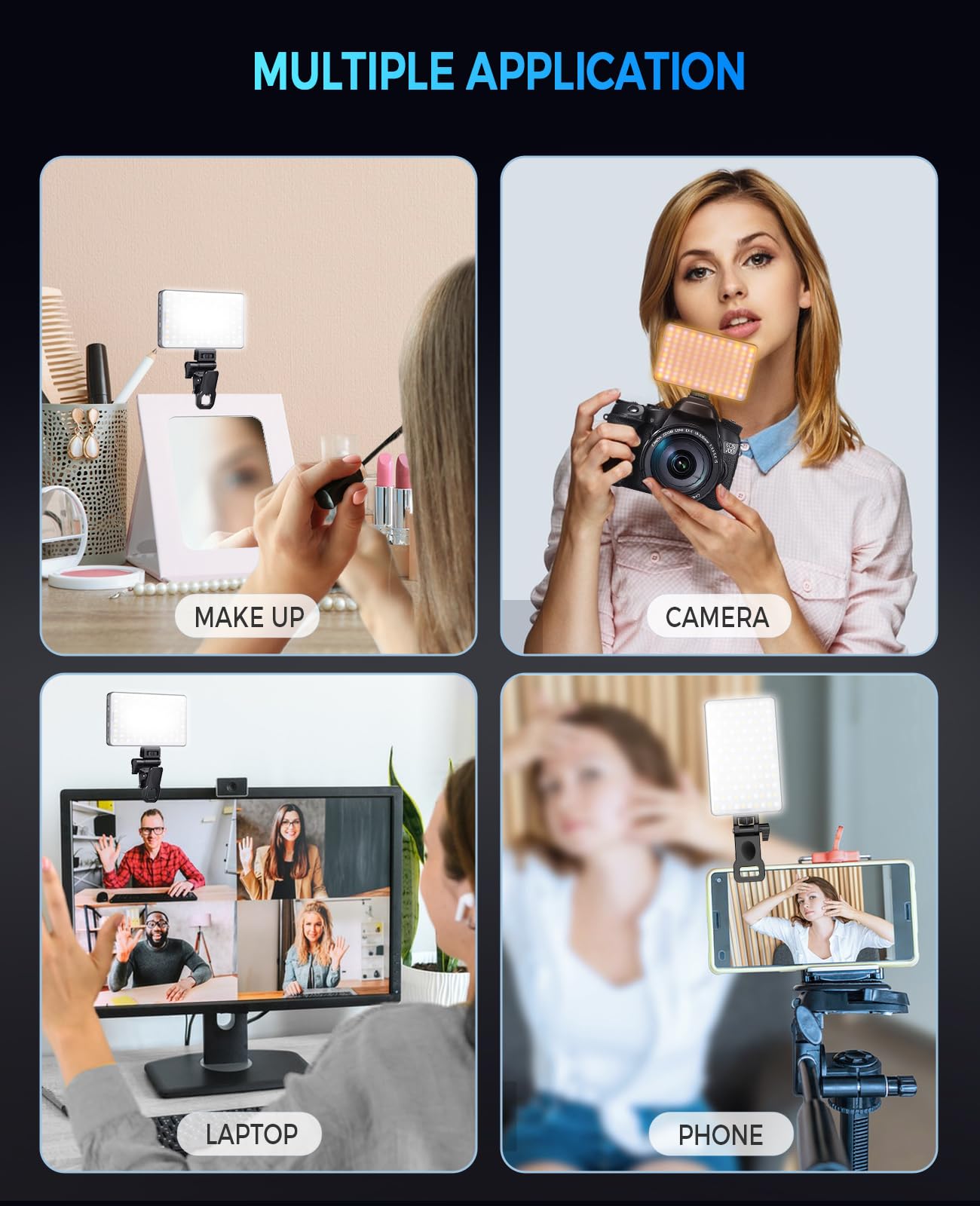 168 LED Phone Light, Selfie Light for iPhone/iPad/Camera, Portable Video Conference Lighting with Clip, Rechargeable 3000mAh CRI 95+, 3 Lights Modes Alix Earle Lights for Selfie, Makeup, Laptops, Vlog