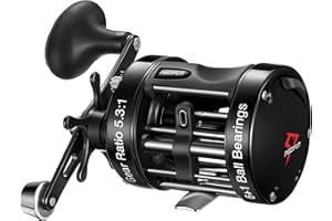 Piscifun Chaos XS Baitcasting Fishing Reel, Reinforced Metal Body Round Baitcaster Reel, Smooth Powerful Saltwater Inshore Surf Trolling Reel, Conventional Reel for Catfish, Musky, Bass, Pike