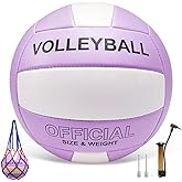 Stavanicen Volleyball Official Size 5 for Indoor Outdoor, Thicker PU Soft Volleyball Kit with Ball Pump for Adults Beach Game Gym Pool Training Play, Soft Touch