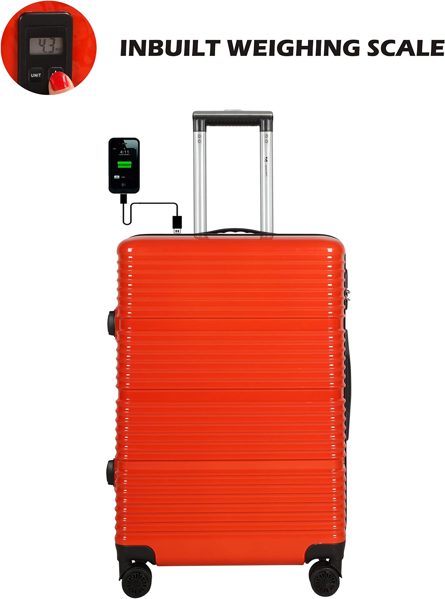 Atlantis Smart Series USB Charging 20 inch / 55 cm 4 Wheel Trolley Luggage Cabin Size Suitcase