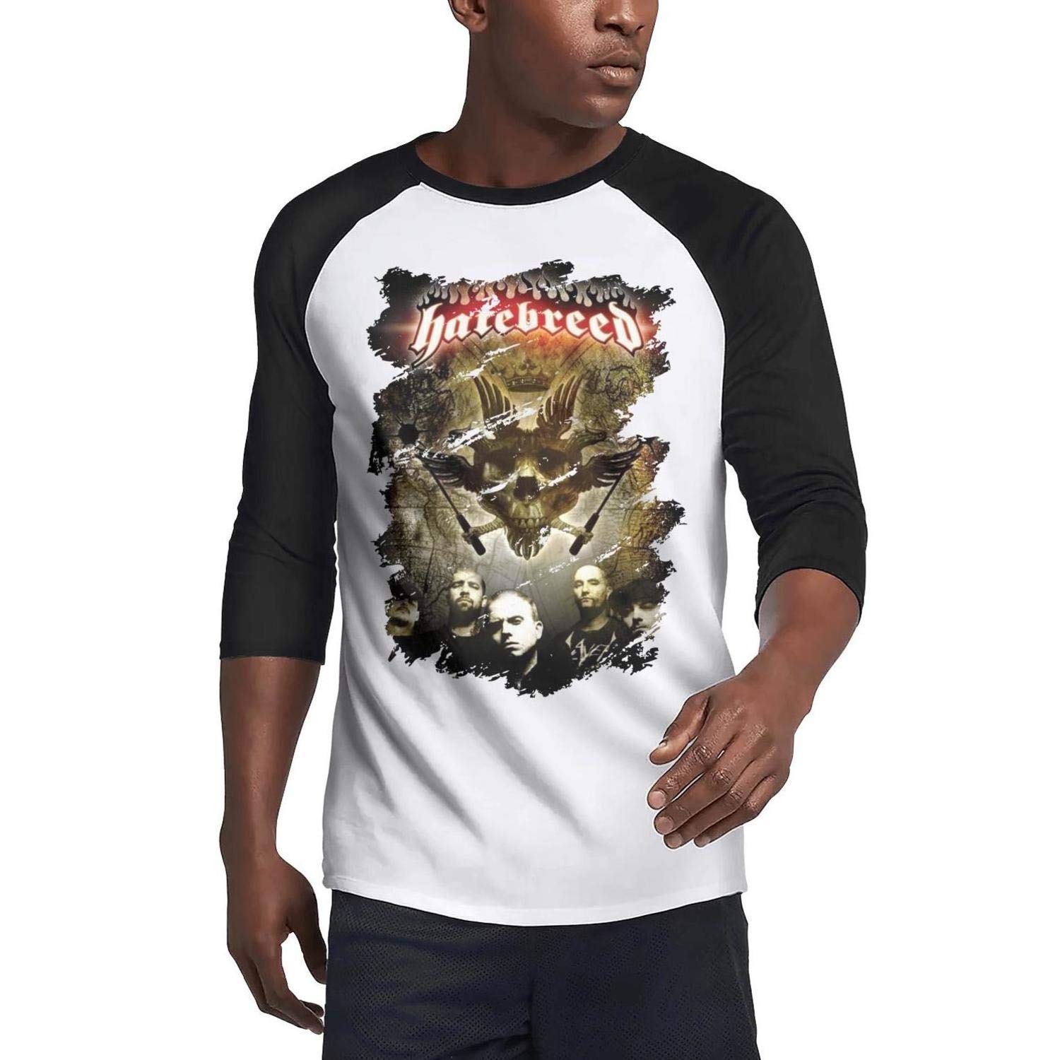 Casual 3 4 Sleeve Baseball Tshirt Rock Music Style Plain Raglan Shirt