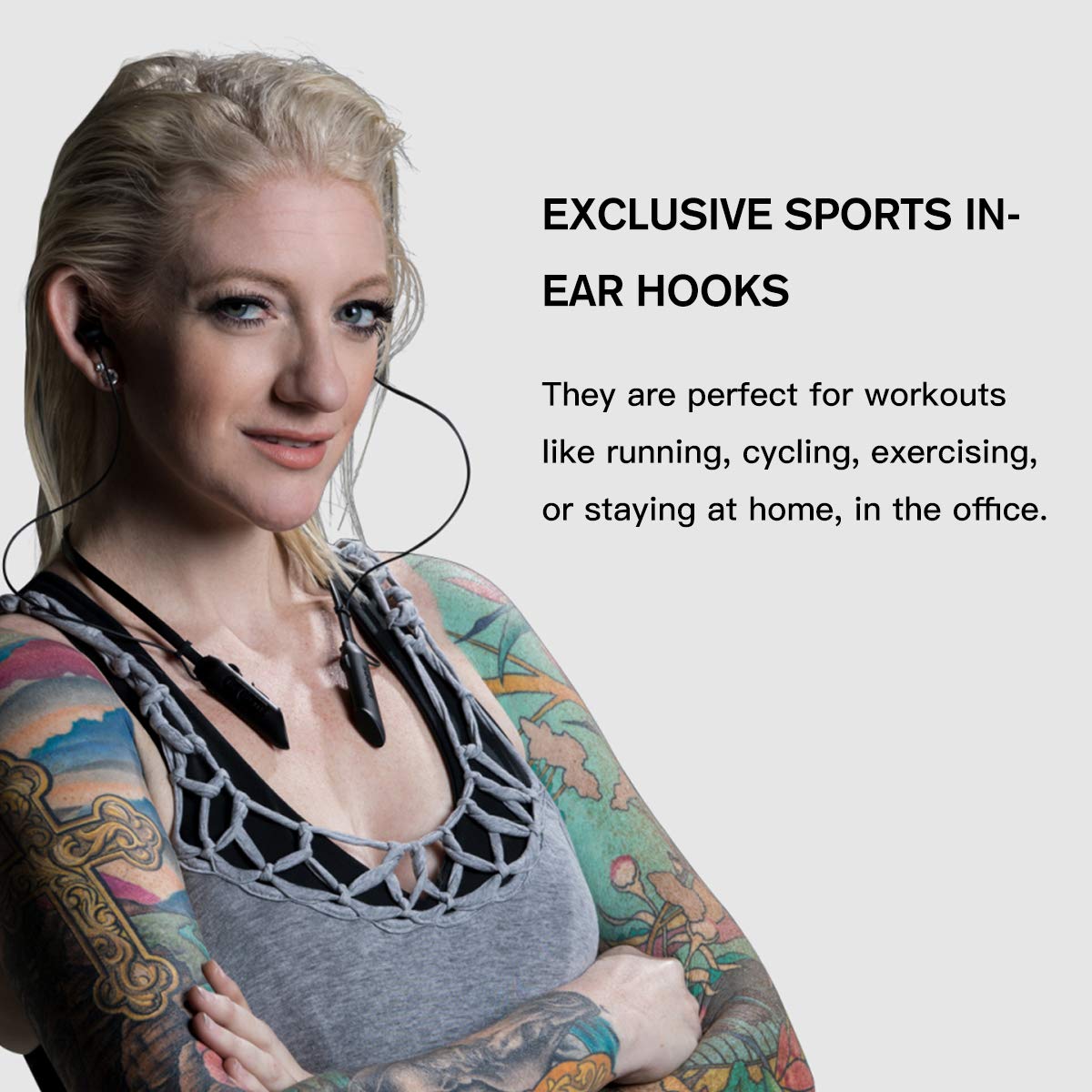 Jabees NBees Bluetooth Earbuds Wireless Neckband Headsets Noise Cancelling Stereo Earbuds w/Mic Soft Neckband Stylish Wearables for Handsfree and Music in-Ear Metal Headphones