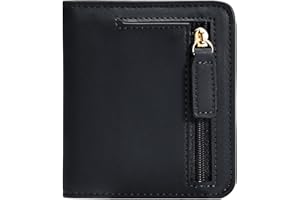 Gostwo Small Wallet for Women, Slim Bifold Credit Card Holder, Compact RFID Blocking Cash Wallet, Billfolds Thin Leather Zipper Pocket, Mini Wallet Gift for Ladies Teen Girls Travel with ID Window