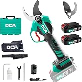 DCA Brushless 20V Battery Powered Electric Pruning Shears Cordless, 1.4" Power Pruner with SK5 High Carbon Steel Blade &amp; 2 * 2.0Ah Batteries, Professional Tree Branch Cutter for Yard Garden