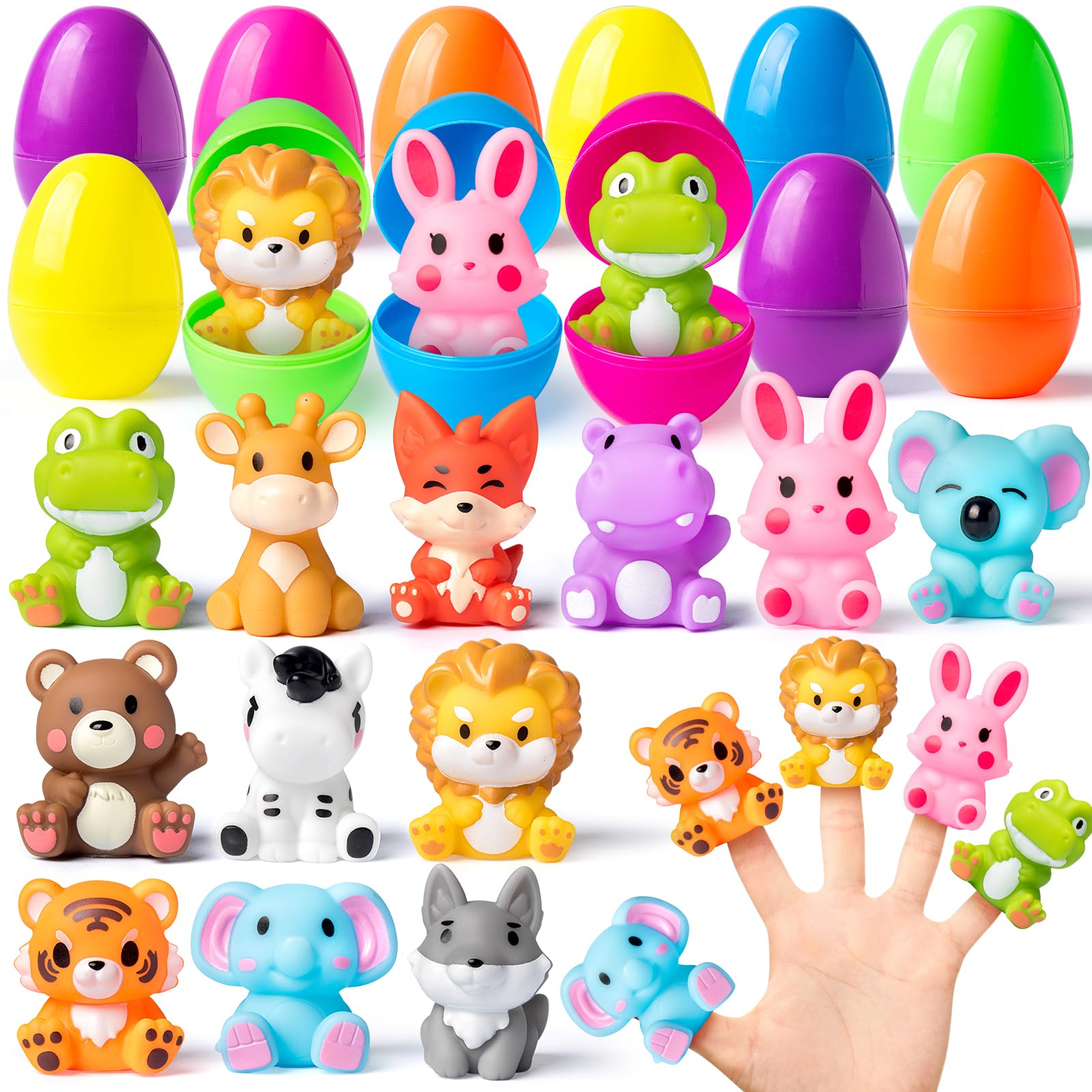 AyiOwmpa 12 Pack Prefilled Easter Eggs with Finger Puppets, Prefilled Easter Eggs with Toys for Easter Egg Hunts, Basket Stuffers, Party Favors, Classroom Prizes, Easter Gifts for Kids and Toddlers