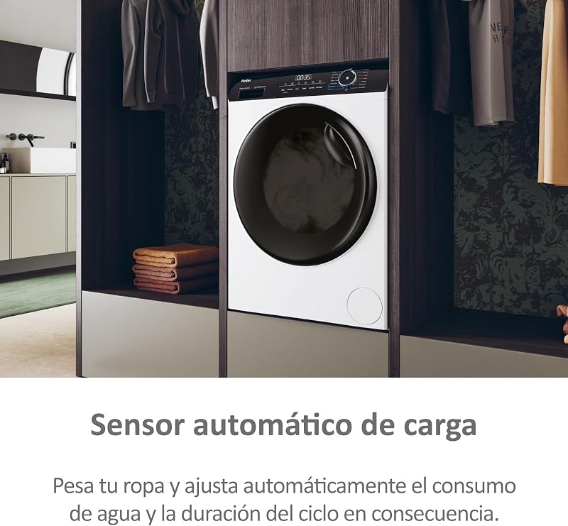 Haier i-pro series 3 hwd90-b14939-ib - máquina de lavar e secar, capacidade 9 kg + 6 kg, motor de movimento direto, abt, atualização, final atrasado, detector de kg, instalação gratuita, largura de 60 cm, 1400 rpm, branco