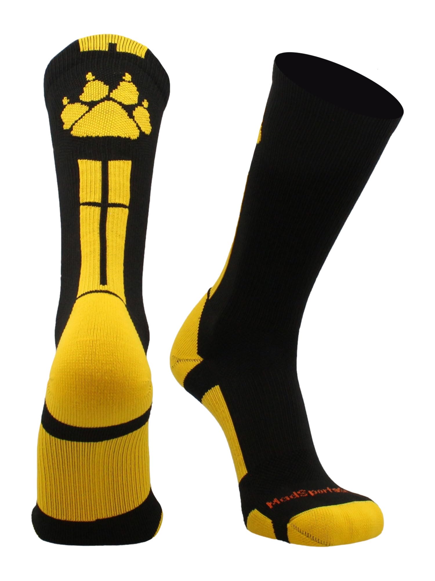 MadSportsStuff Wild Paws Crew Calcetines (negro/dorado, grande)