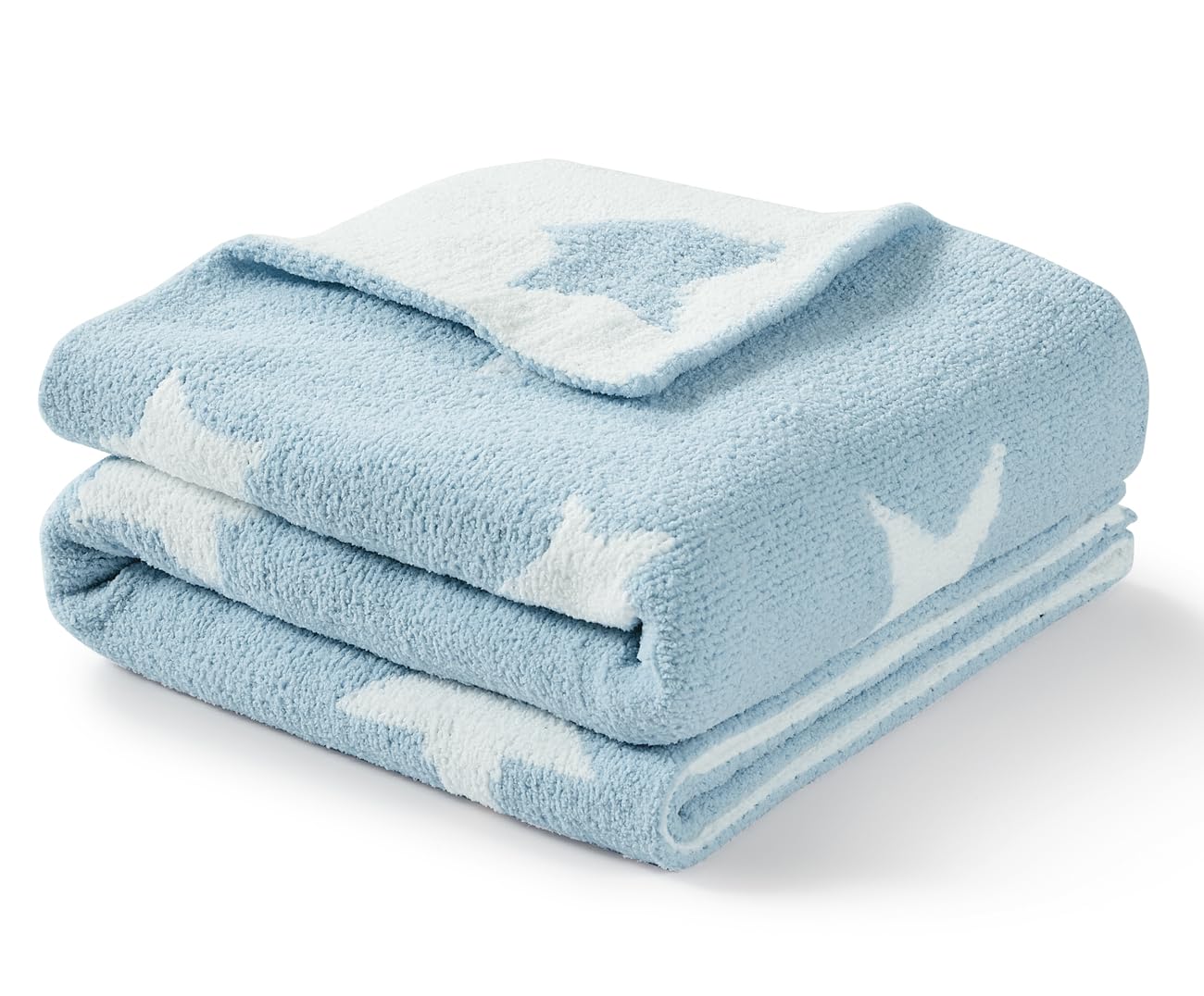 Photo 1 of CREVENT 30"X40" Cozy Soft Warm Chenille Baby Blanket for Girls Boys, Newborn Essentials for Infant, Baby Shower Receiving Gift - Blue Star