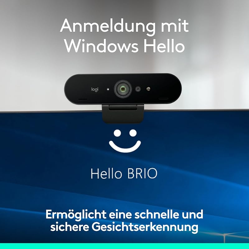 Brio 4K Webcam, Videogespräche, Mikrofon mit Geräuschunterdrückung