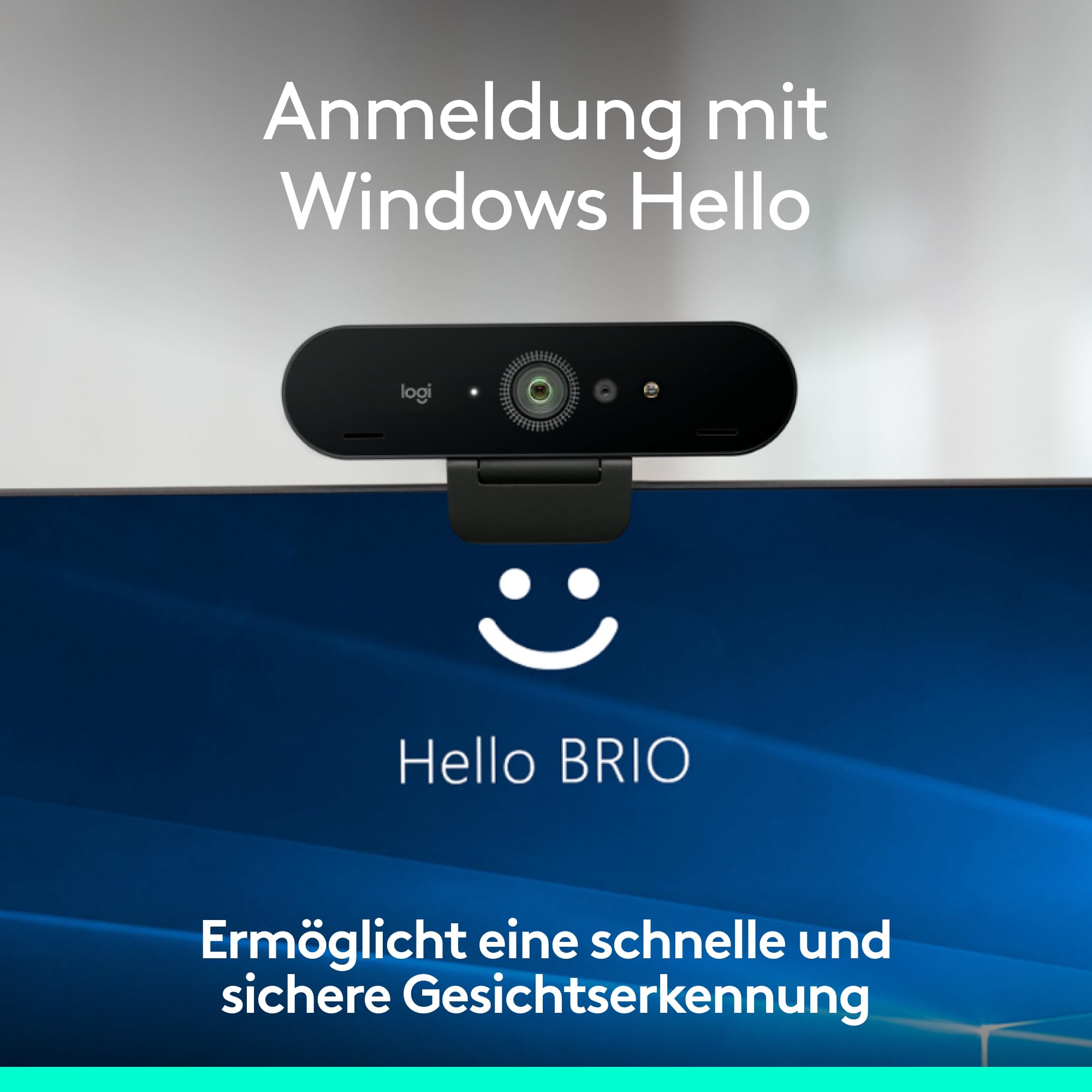 Logitech Brio 4K Webcam, Videogespräche, Mikrofon mit Geräuschunterdrückung, automatische HD-Belichtungskorrektur, Microsoft Teams, Zoom, Google Voice, Meet, PC/Mac/Notebook/MacBook - Graphit 8