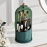 GAXmi Makeup Brush Holder with Lid Cosmetic Tools Organizer 360 Rotating Waterproof Dustproof Beauty Brushes Storage for Vanity, All Green | with Lid, 360 Rotating, Waterproof, Dustproof, for Vanity