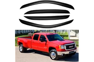 YQAUTEC Window Rain Guards for 2007-2014 Chevy Silverado/GMC Sierra 1500 2500HD 3500HD/Avalanche/Suburban/Yukon XL Vent Visors Shades Wind Deflectors Crew Cab