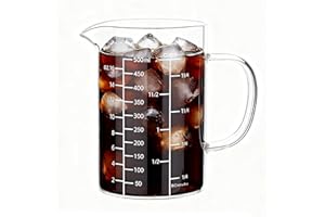 NCnnwovf 500ML Glass Measuring Cup with Handle, High Borosilicate Glass Three Scales (OZ, Cup, ML/CC) Easy to Read
