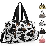 Pritent Diaper Bag Tote - Diaper Baby Bags with Pacifier Case, Shoulder Straps, Stroller Clips, Waterproof Large Mommy Maternity Bag Travel Baby Bag for Mom and Dad, Cowprint, Medium