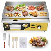 Dyna-Living Commercial Electric Griddle 22'' Stainless Steel Flat Top Grill | 3000W Countertop Flat Top Griddle Indoor Teppanyaki Grill for Restaurant, Non-Stick, Easy to Clean, 122℉-572℉ Temp Adjustable