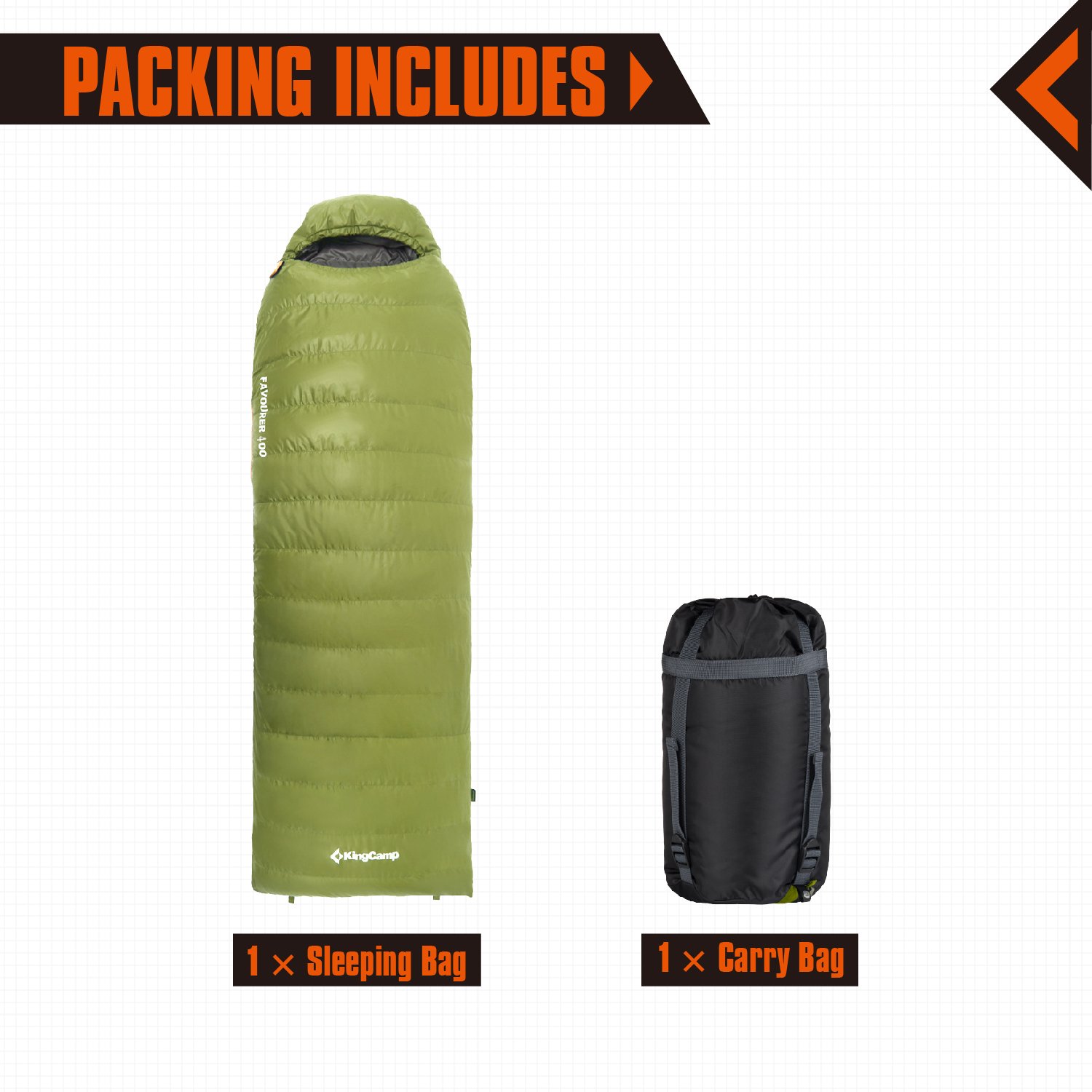 KingCamp Duck Down Ultralight Compact 10.4℉ Sleeping Bag for Camping,Hiking,Backpacking