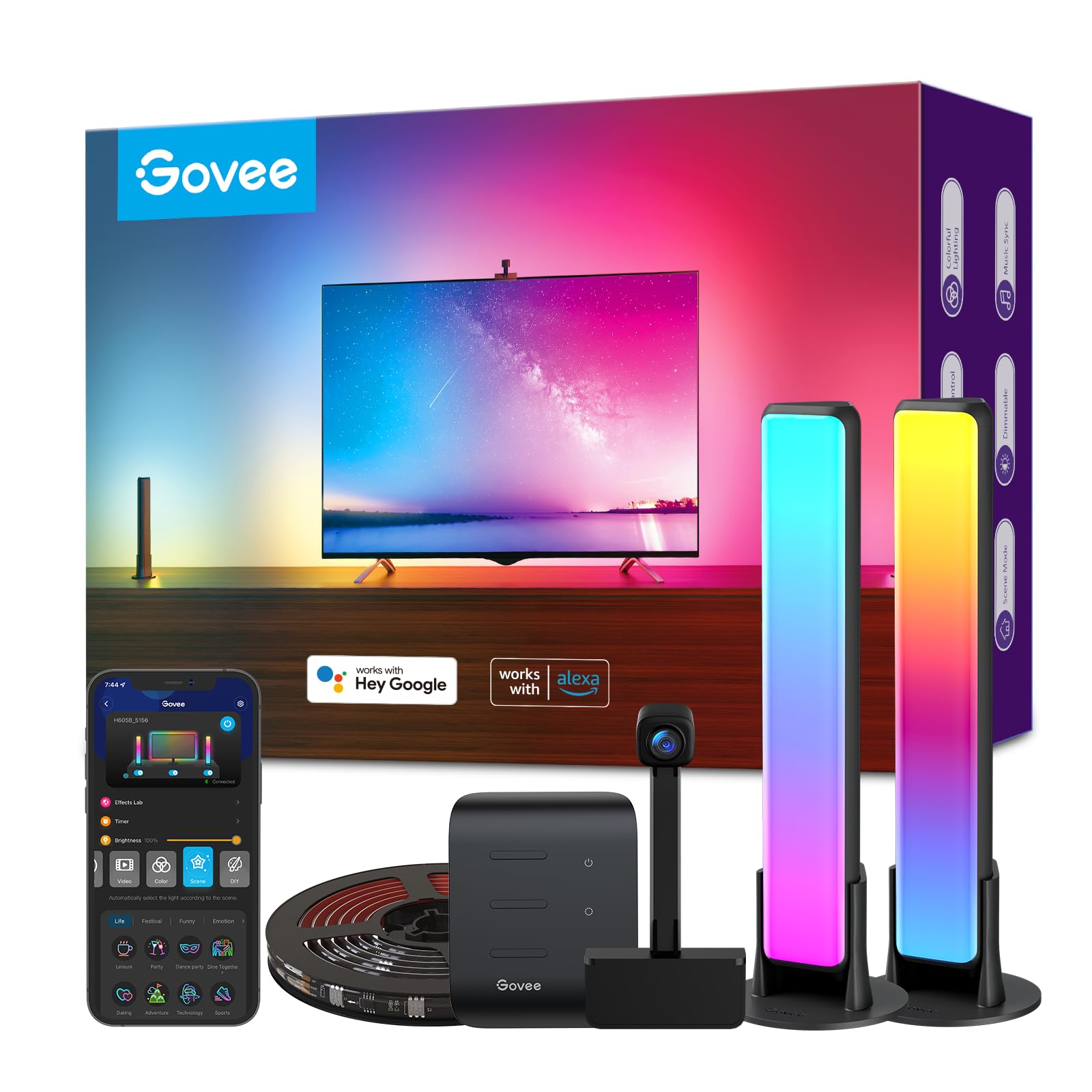 Govee Smart Wi-Fi RGBIC Tiras de luces LED y barras de luz, DreamView T1 Pro para televisores de 55 a 65 pulgadas - Funciona con Alexa y Google Home