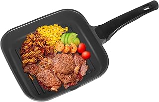 OZAVO Grillpfanne, Steakpfannen BBQ, 24x24x4.5cm antihaftversiegelt, induktionsgeeignet für Alle Kochfelder und Ofenfest