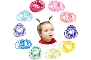 Aufwolken 200 Pieces No Crease Hair Ties, 2mm Elastic Hair Bands for Kids & Toddlers, Multicolor Small Ponytail Holders (Infa