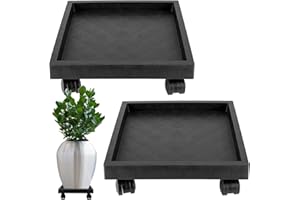 JOIKIT 2 Pack 11.8 Inch Square Plant Caddy with Wheels, Heavy Duty Rolling Plant Stand, Wheeled Planter Saucer Tray, Square Pot Trolley for Indoor Outdoor