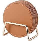 LAKE OF FIRE Coasters Set of 6 with Holder - 3.9-Inch Drink Coasters, Suitable for Various Types of Cups, Tabletop, and Home Décor(Brown)