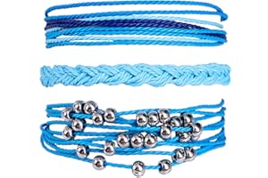 CAIYAO Bohemian Friendship Bracelet Set Beach Waterproof String Ocean Surfer Beaded Jewelry Adjustable Braided Rope String Cactus Bracelets Boho Stretch Handmade Woven Bracelets for Teen