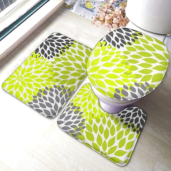 Uliykon Chartreuse Grün Grau Dahlia Mod 3-teiliges Anti-Rutsch