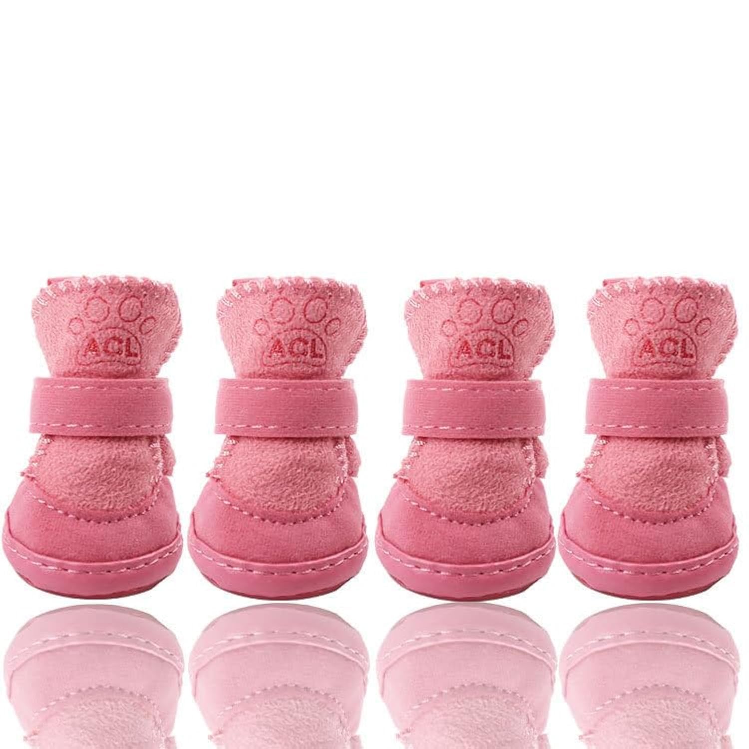 FaJoek Dog Shoes, Small Size, Pink, Cotton, 4 Pieces, Warm & Comfortable, Non-Slip, for Indoor & Outdoor Use, Paw Protection for Dogs & Puppies