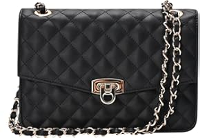 GM LIKKIE Quilted Shoulder Bag for Women, Medium Flap Crossbody Handbag with Chain Strap, Soft Vegan Leather Clutch Purse