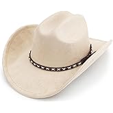 BESOOGII Western Cowboy Hat for Women and Men, Unisex Big Wide Brim Felt Hats for Cowboys and Cowgirls
