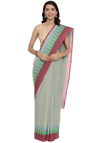 Womens Chettinad Cotton Saree (CCOPSC12564) Smoke Green)
