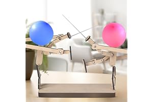 RYTOPT Wooden Fencing Puppets Toys, Handmade Bamboo Man Fighting, Blasting Balloon Battle Bamboo Man Battle Double Game, Fast Paced Balloon Battle Perfect for a Thrilling Balloon Fighting Party Game(5mm)