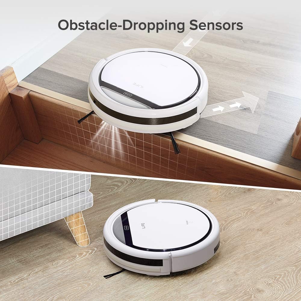 ILIFE V3s Pro Robot Vacuum Cleaner, Tangle-free Suction, Slim, Automatic Self-Charging Robotic Vacuum Cleaner, Daily Schedule Cleaning, Ideal For Pet Hair，Hard Floor and Low Pile Carpet -