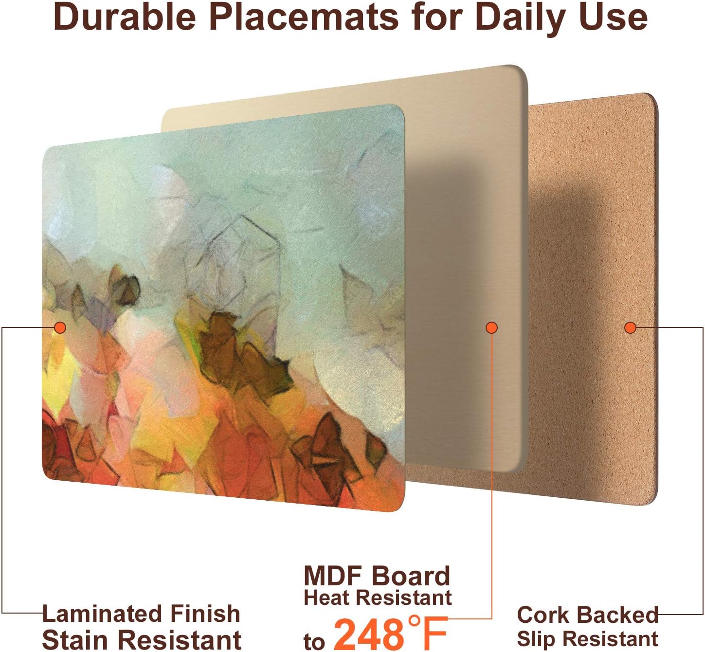 Firbon Table Placemats and Coaster Sets 6 - Image 5