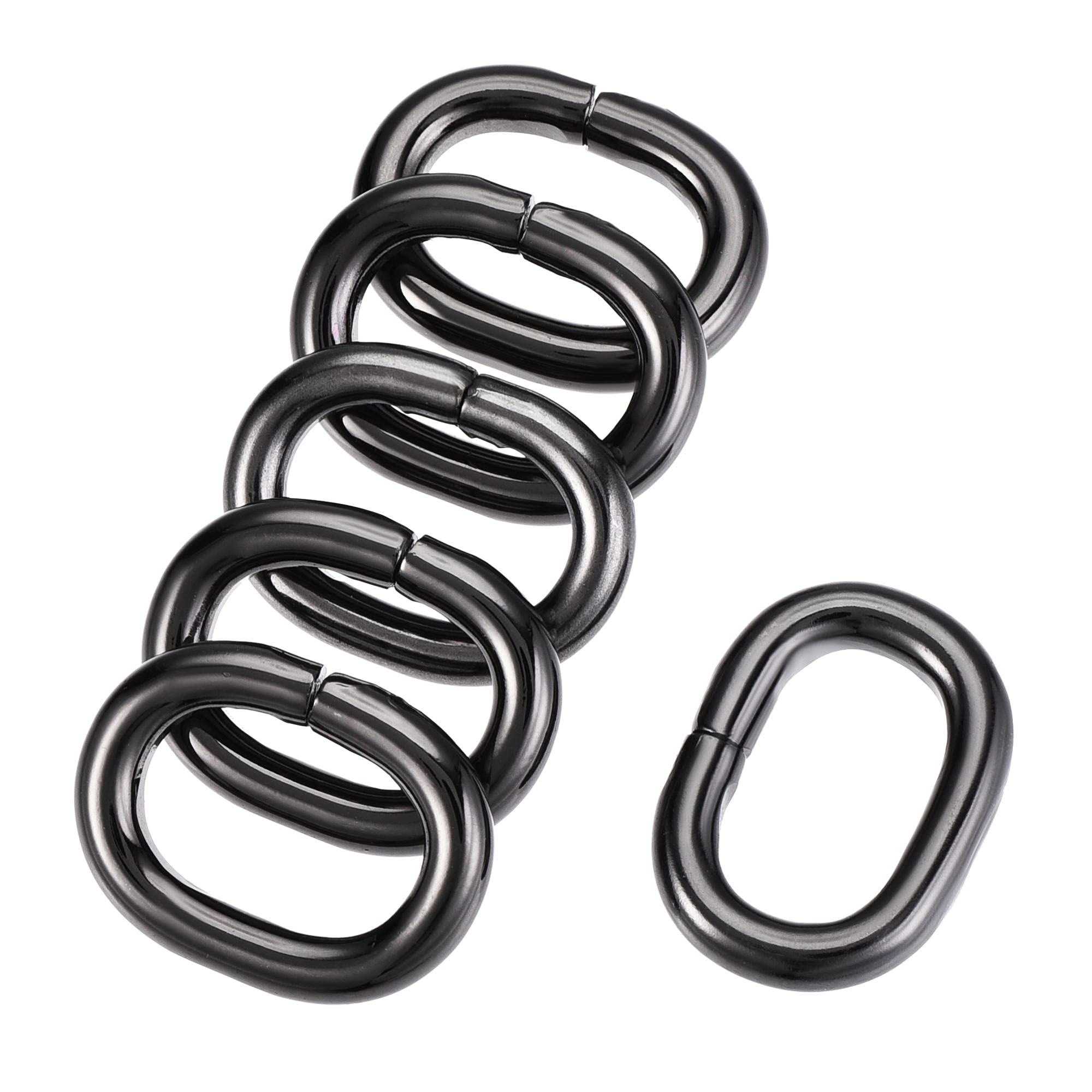 sourcing map Metal Oval Ring Buckles 20x12mm for Bags Belts DIY Black 6pcs